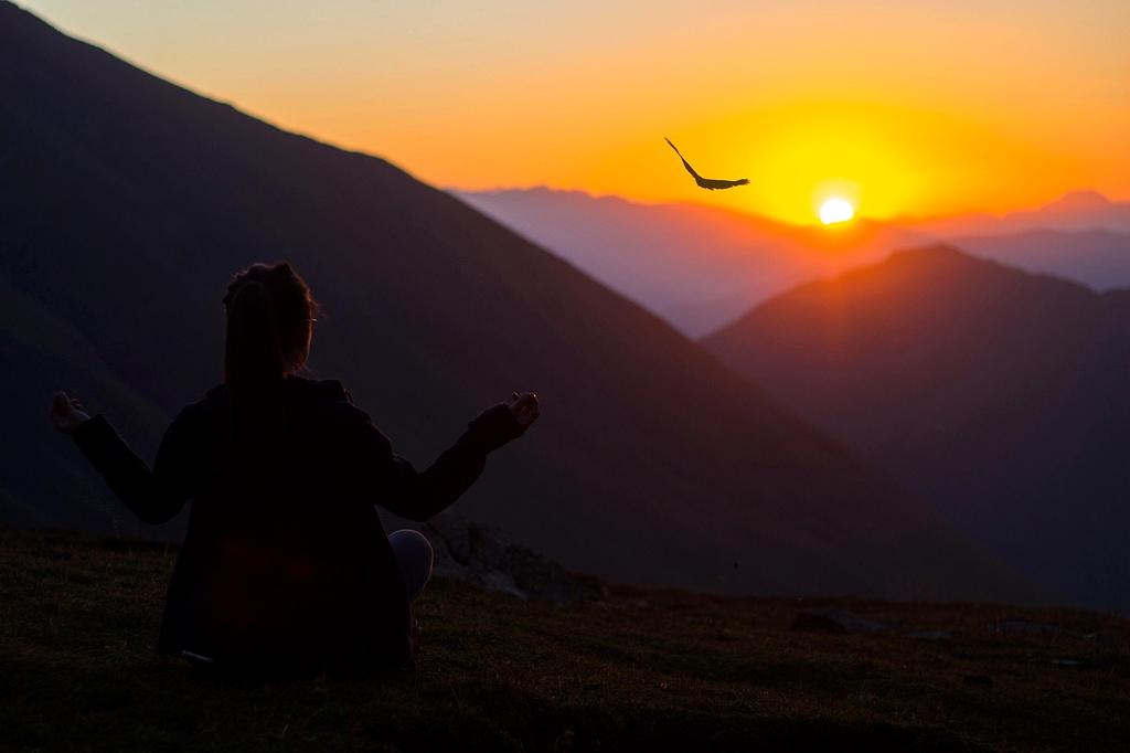 Person practicing mindfulness meditation in nature
